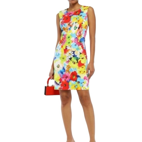 Love Moschino Floral Sheath Dress Bright Multicolor Print Office Cocktail Size 4 - Picture 6 of 16